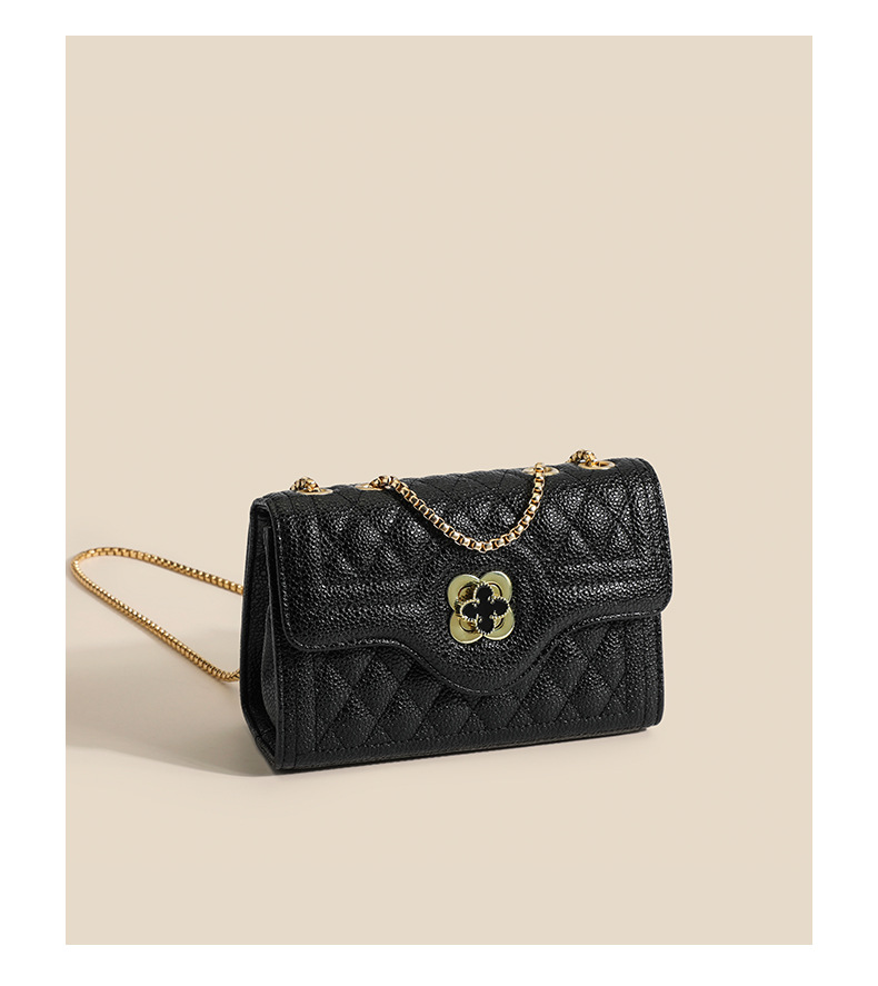 Borsa in caviale con diamanti a quadrifoglio per donna Borsa a tracolla singola con tracolla a spalla singola con temperamento di nuova moda estiva 2024_voghion.com