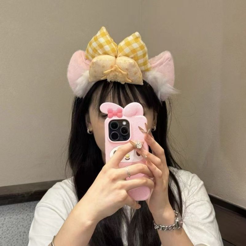 秋冬可爱蝴蝶结毛茸茸洗脸发箍女2025新款头箍卡通游乐园拍照发箍|undefined