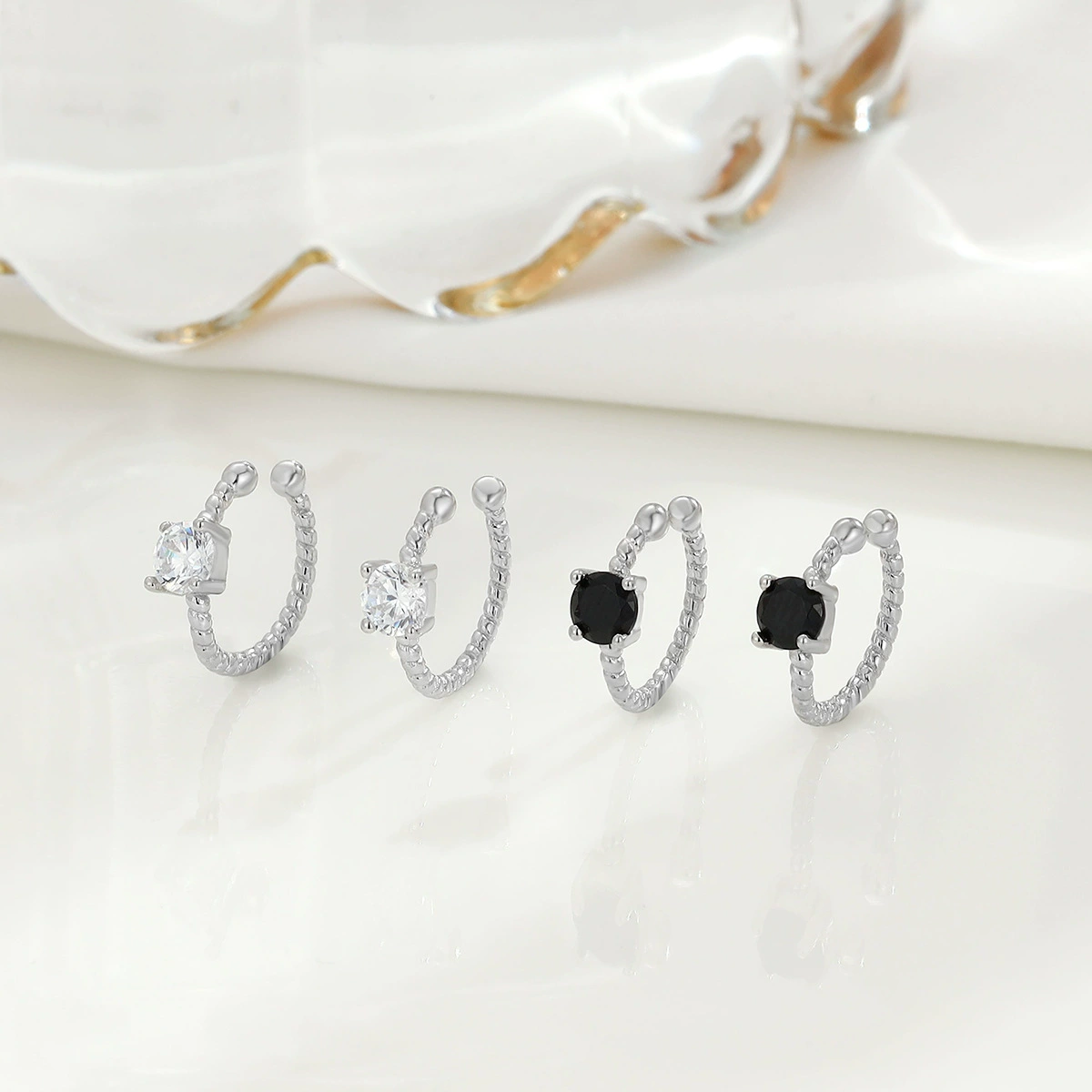 Earrings, fashionable accessory, silver 925 sample, no pierced ears