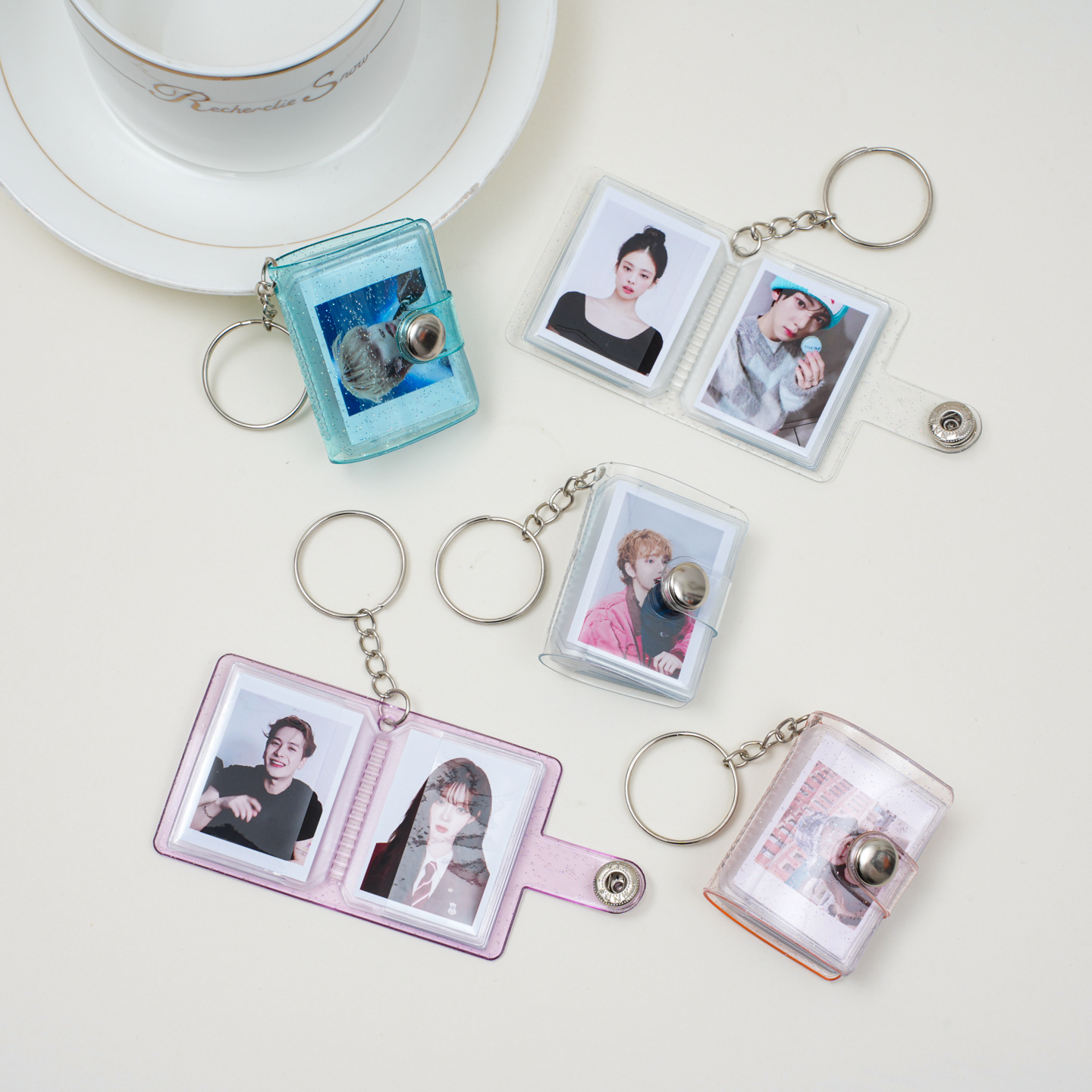 미니 1inch 도매 공급 저장 사진 앨범 DIY 키 체인 대형 헤드 스티커 사진 앨범 어린이 성장 작은 사진 앨범