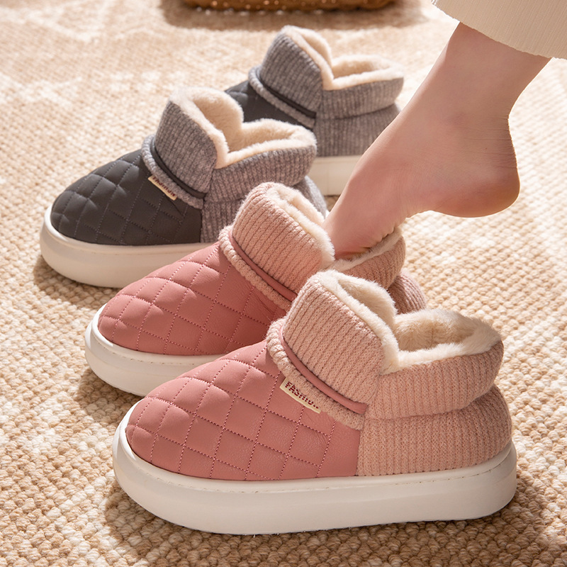 Waterproof Cotton Slippers for Women Winter 2025 New High-Top Outer Wear Non-Slip Bag Heel Thick-Soled Plush Warm Cotton Shoes for Men Waterproof Cotton Slippers for Women Winter 2025 New High-Top Outer Wear Non-Slip Bag Heel Thick-Soled Plush Warm Cotton Shoes for Men