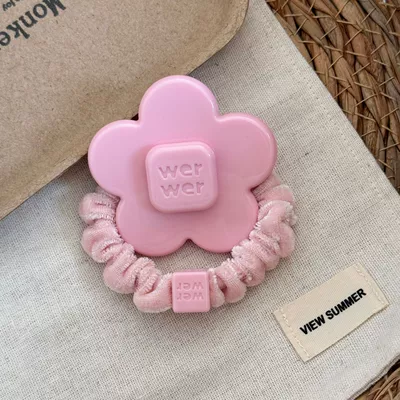and cute hair accessory for | Saç üçün rezinlər - pink-circle-large-floral