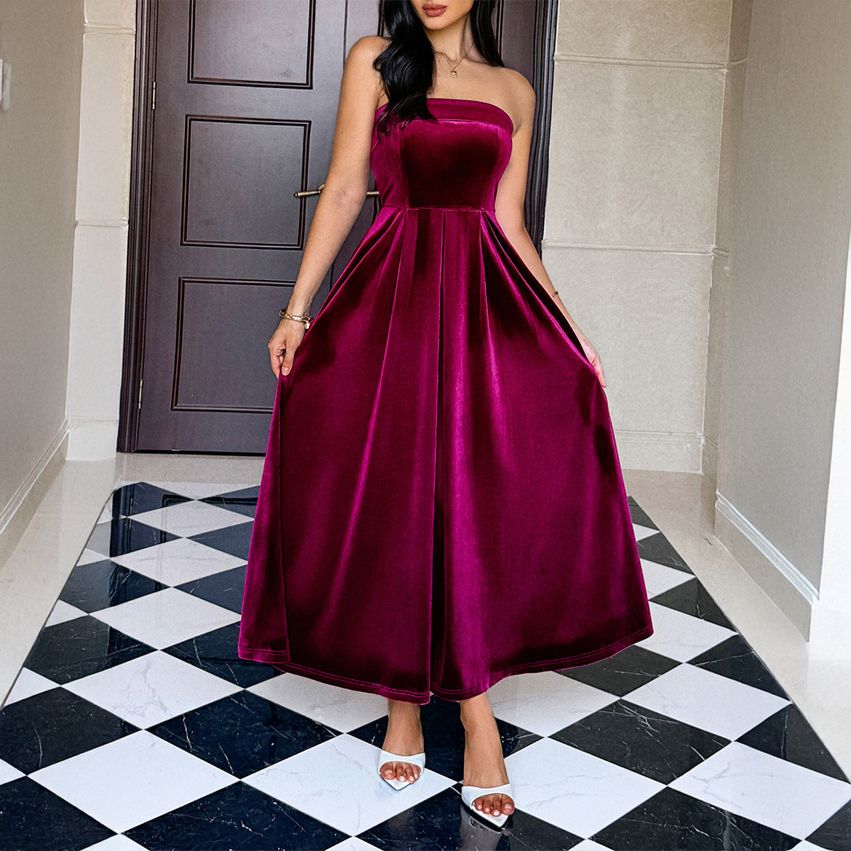 Women's Elegant Maxi Solid Color Dress
