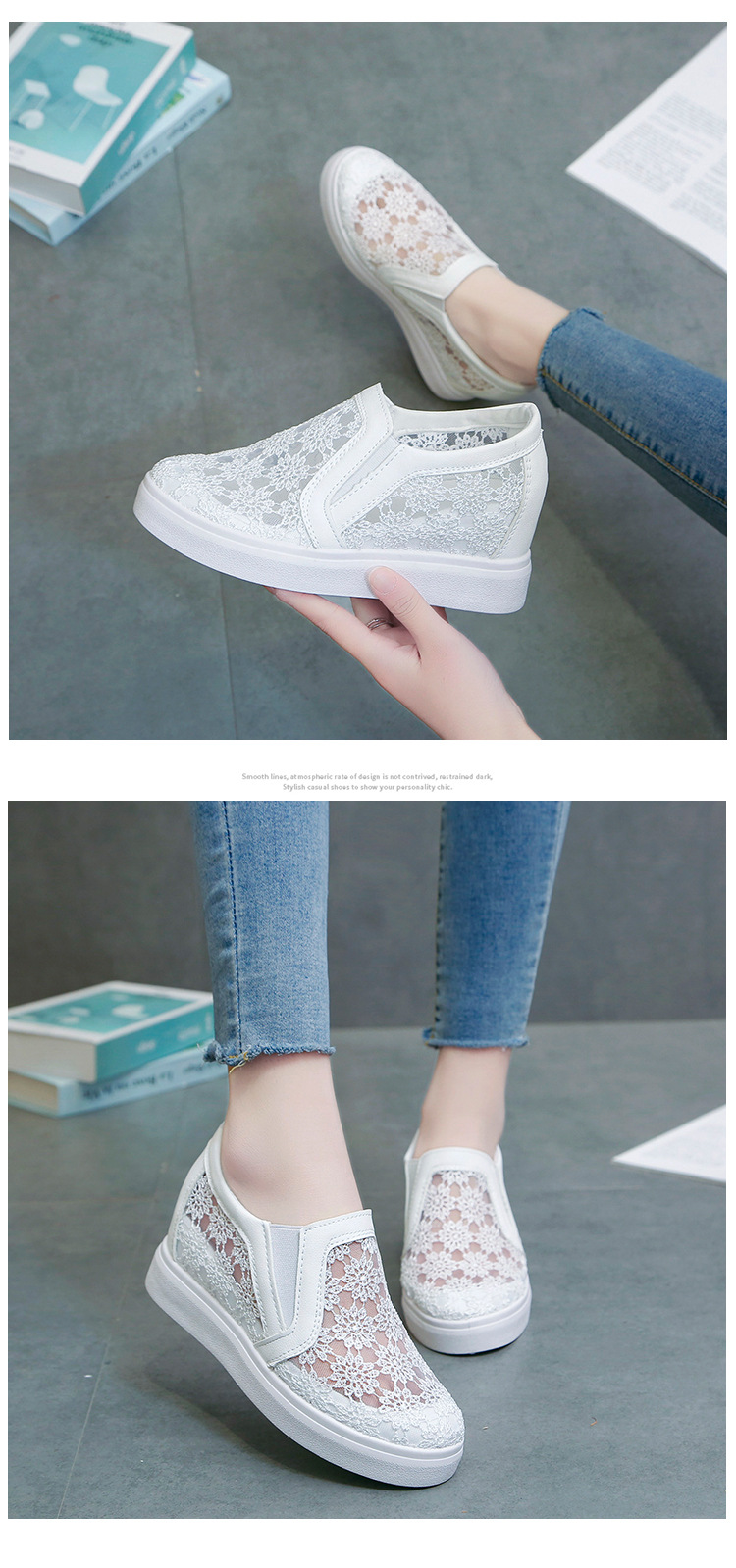 Large size white for women in the summer of new thick soled lace mesh one foot kick Le Fu single shoes_voghion.com
