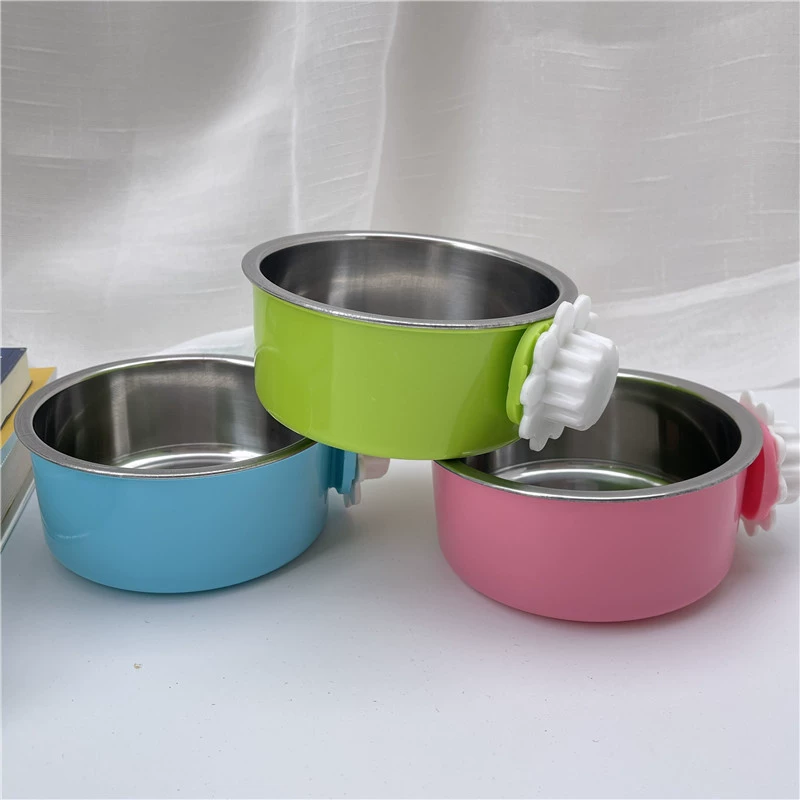 Подвесная миска для собак из нержавеющей стали, предотвращающая разрывы, анти-укусы, желоб с фиксированным разделением кормления, миска из двух штук