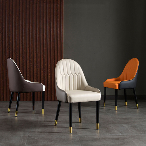 Nordic Solid Wood Dining Chair Italian Luxury Home Soft Cover Chair Hotel Restaurant Booth Backrest Bench Negotiation Commercial Chair 