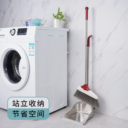 Thickened stainless steel broom dustpan combination stainless steel garbage shovel soft broom dustpan broom set