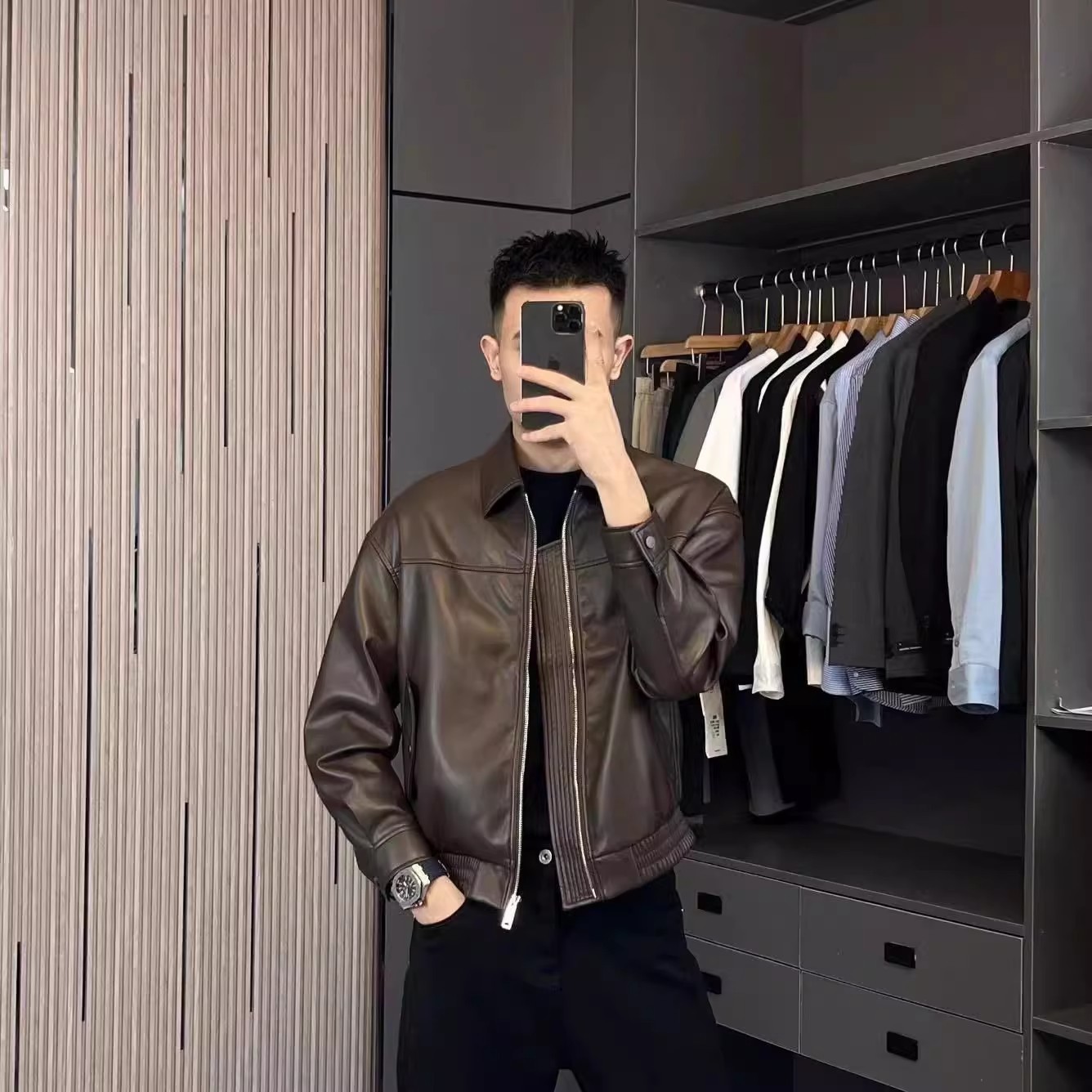 轻熟风皮夹克男秋冬季新款翻领机车服痞帅气外套高品质软皮衣潮牌