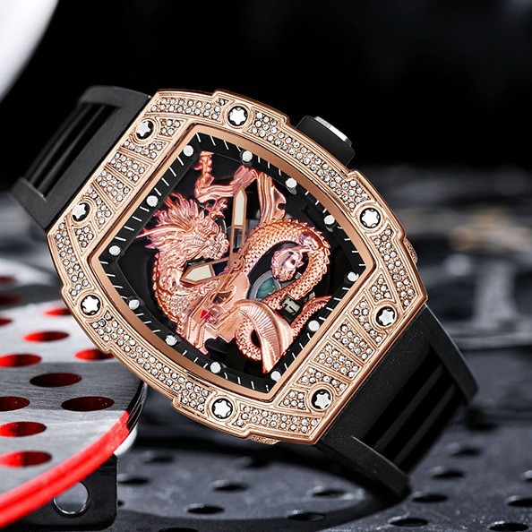 Large Dial Men's Watch Richard Series National Trend Style Great Wall Dragon Luminous Calendar Student Watch Quartz Men's Model