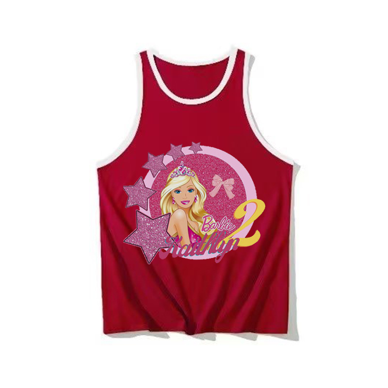 Amazon cross-border hot-selling item Barbie Barbie children's clothing for middle-aged children without sleeves cartoon print dropshipping one piece