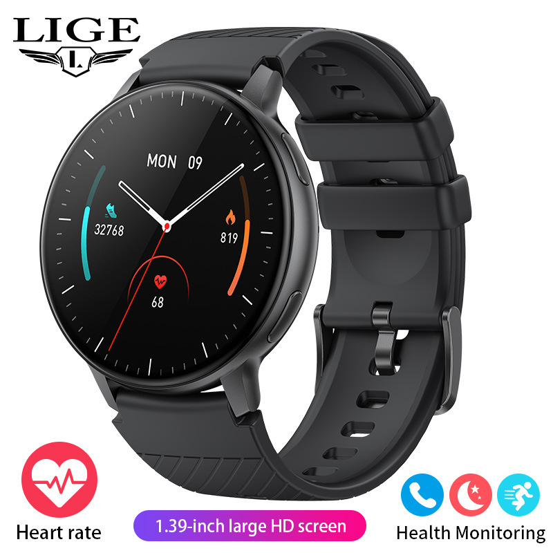 LIGE Unisex Smart Watch with Blood Pressure & Heart Rate Monitoring Bluetooth Connectivity Music & Photography Features Business Luxury/Sport Style_voghion.com
