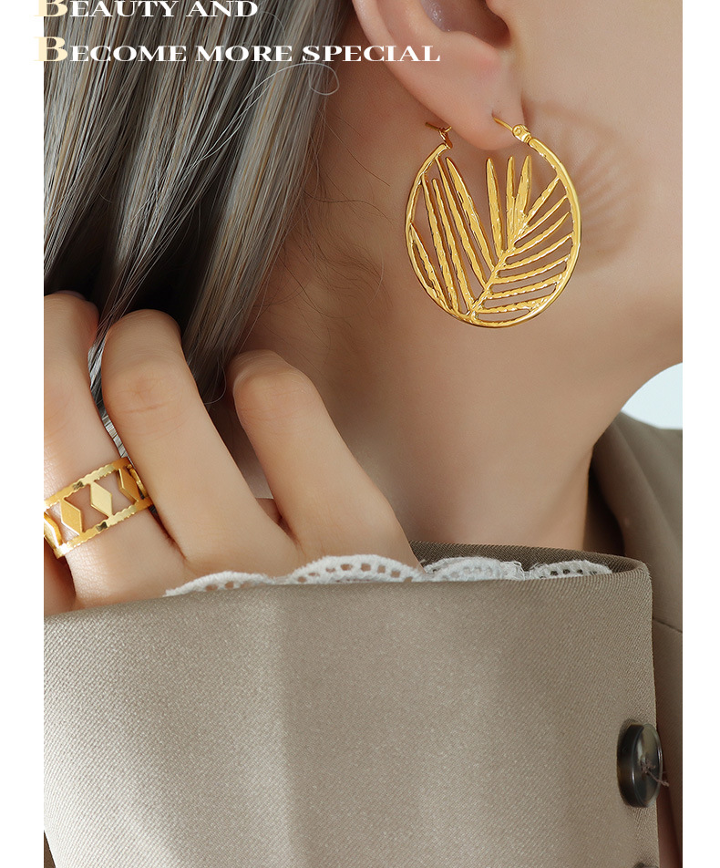 PVD Coated Gold Plating Process 304 Stainless Steel Ear Needle Material PVD Coated Real Gold Plated 18K Gold Bamboo 304 Stainless Steel Fashion Waterproof Non Tarnish Earrings