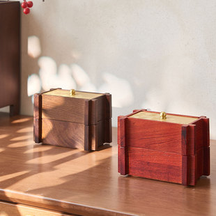 High-End Chinese Scandinavian Restaurant Solid Wood Toothpick Box Simple Cotton Swab Storage Box Household Toothpick Tube Toothpick Jar Ornaments