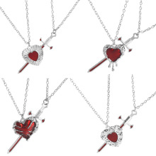 欧美饰品跨境新款宝剑穿心爱心不锈钢链子不易褪色项链情侣锁骨链