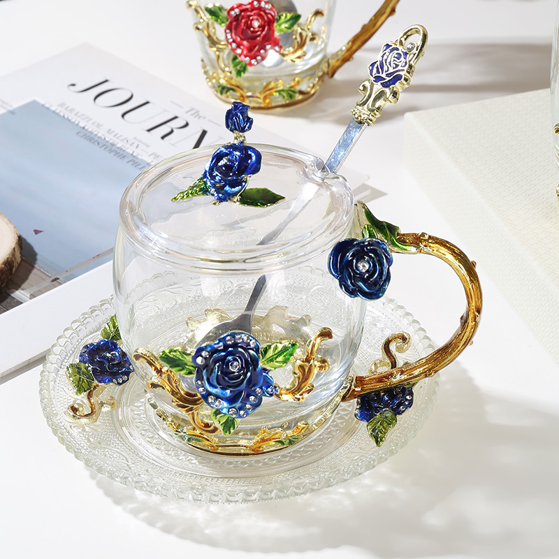 Hitzebeständige Glastasse Mit Floralem Emaille-design_voghion.com