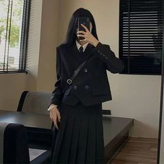 2025年春秋西装套装女复古纯欲学院风西装韩系百搭纯色上衣西服女