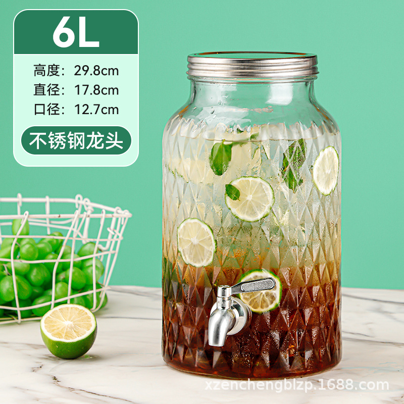 Jarra de vidrio para el hogar de gran capacidad al por mayor, moderna jarra para agua fría, recipiente para bebidas, jarra para jugo con grifo