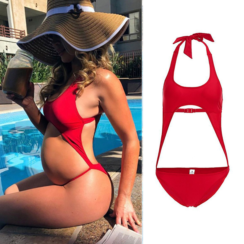 European and American one-piece sexy swimsuit pregnant women's plus size swimsuit bikini candy-colored swimsuit manufacturers wholesale