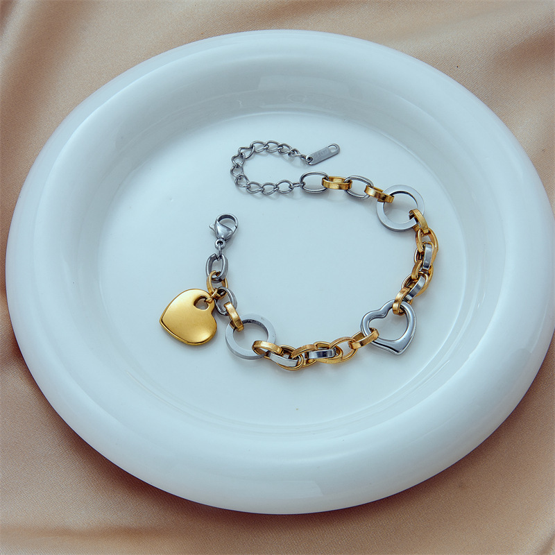 Belcher Chain Chain Type 1 Piece Quantity IG Style Simple Style Heart Shape Titanium Steel Belcher Chain Bracelets In Bulk
