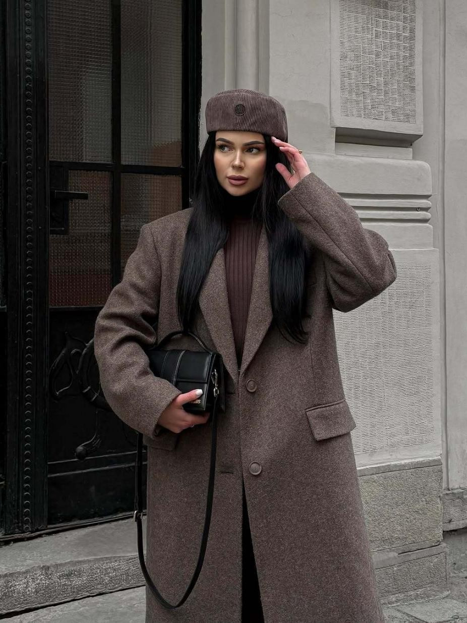 Abrigo de Lana con Cuello Solapa para Mujer Poliéster Cuello Solapa, Tela Gruesa para Otoño e Invierno