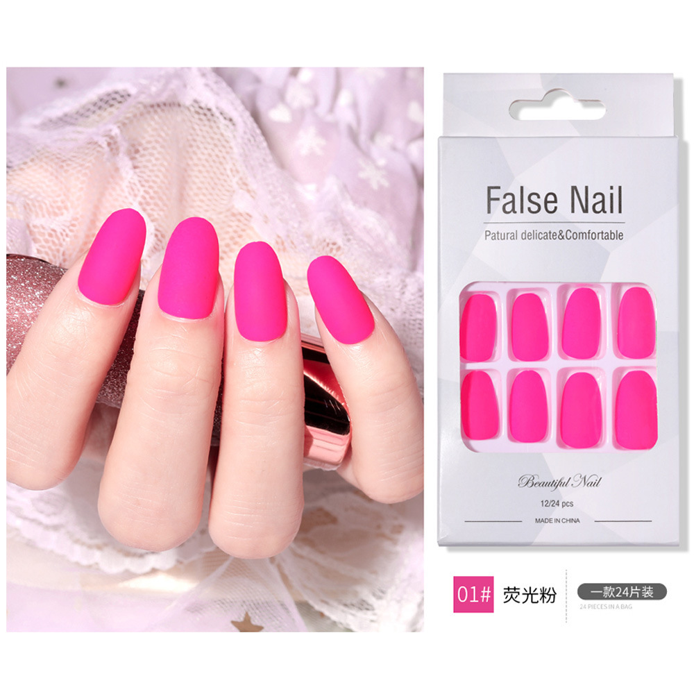 Nueva pieza de esmalte de uñas de desgaste de ballet largo luminoso transfronterizo terminado parche de uñas esmerilado pegamento jalea pieza de uñas falsas