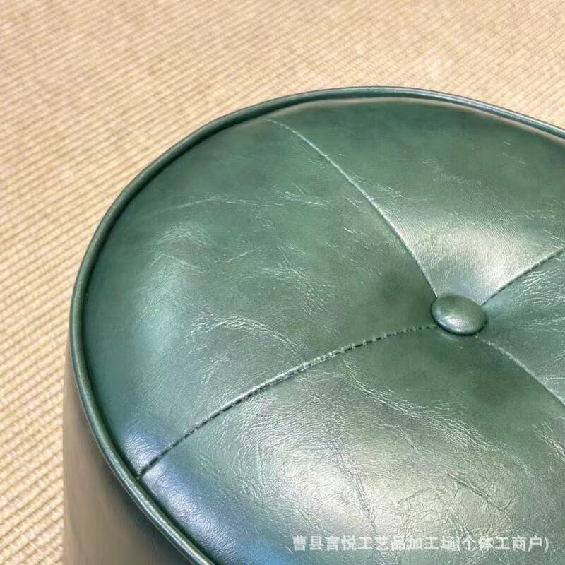 新款入户门口换鞋凳轻奢实木圆凳软包家用矮凳客厅茶几凳沙发圆凳|undefined