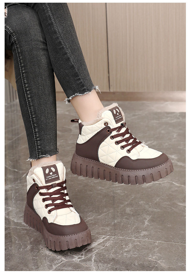 KT2512-2 new 2024 winter thick soled women's shoes with color matching and plush insulation cotton shoes, high top_voghion.com