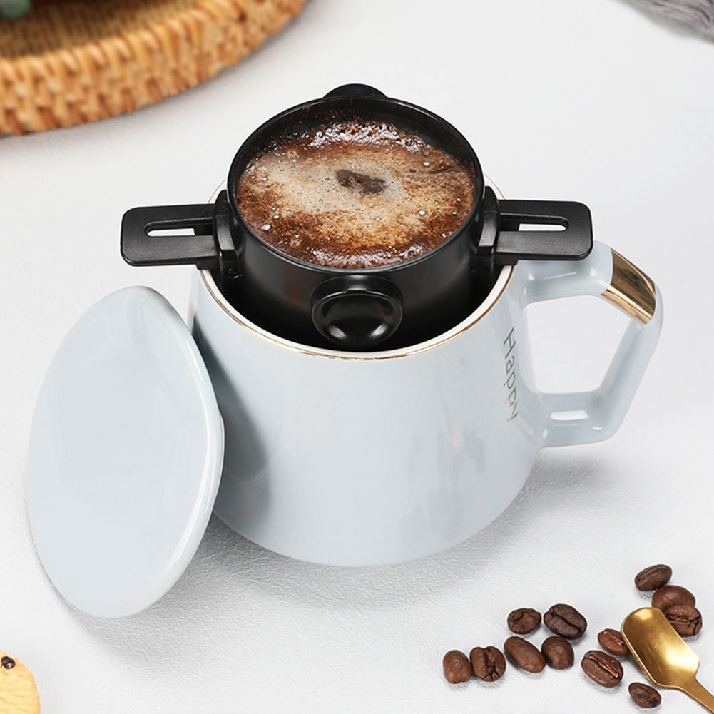 Home & Garden Coffee filter stainless steel filter paper free coffee funnel filter portable folding ear hanging hand brewed coffee filter cup_voghion.com