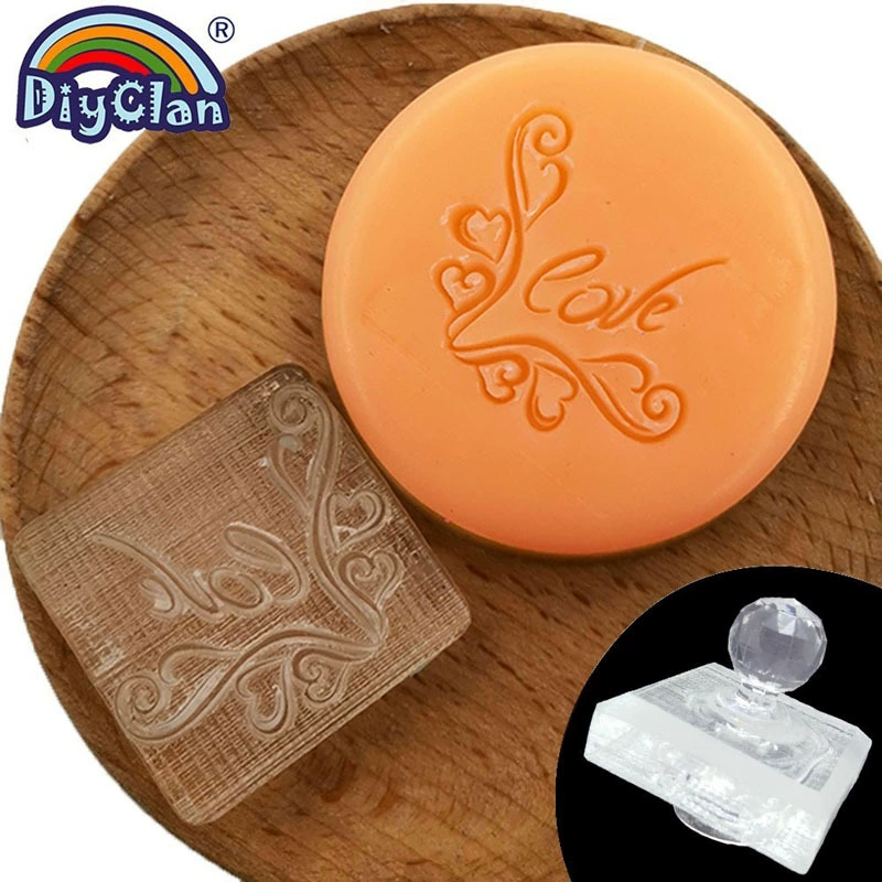 Acrylic handmade soap for St. Valentine's Day, seal, organic handle, oil