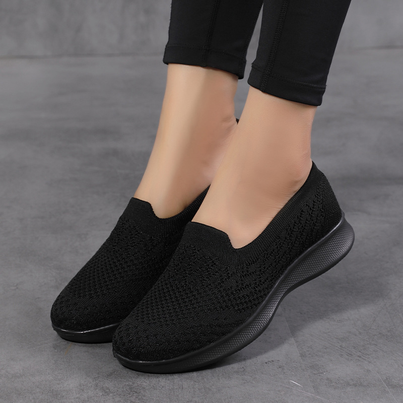 Zapatos casuales deportivos para mujer zapatos de mujer de talla grande 44 zapatos de madre primavera y otoño Zapatos para caminar transpirables zapatos tejidos voladores zapatos de malla de boca baja 43