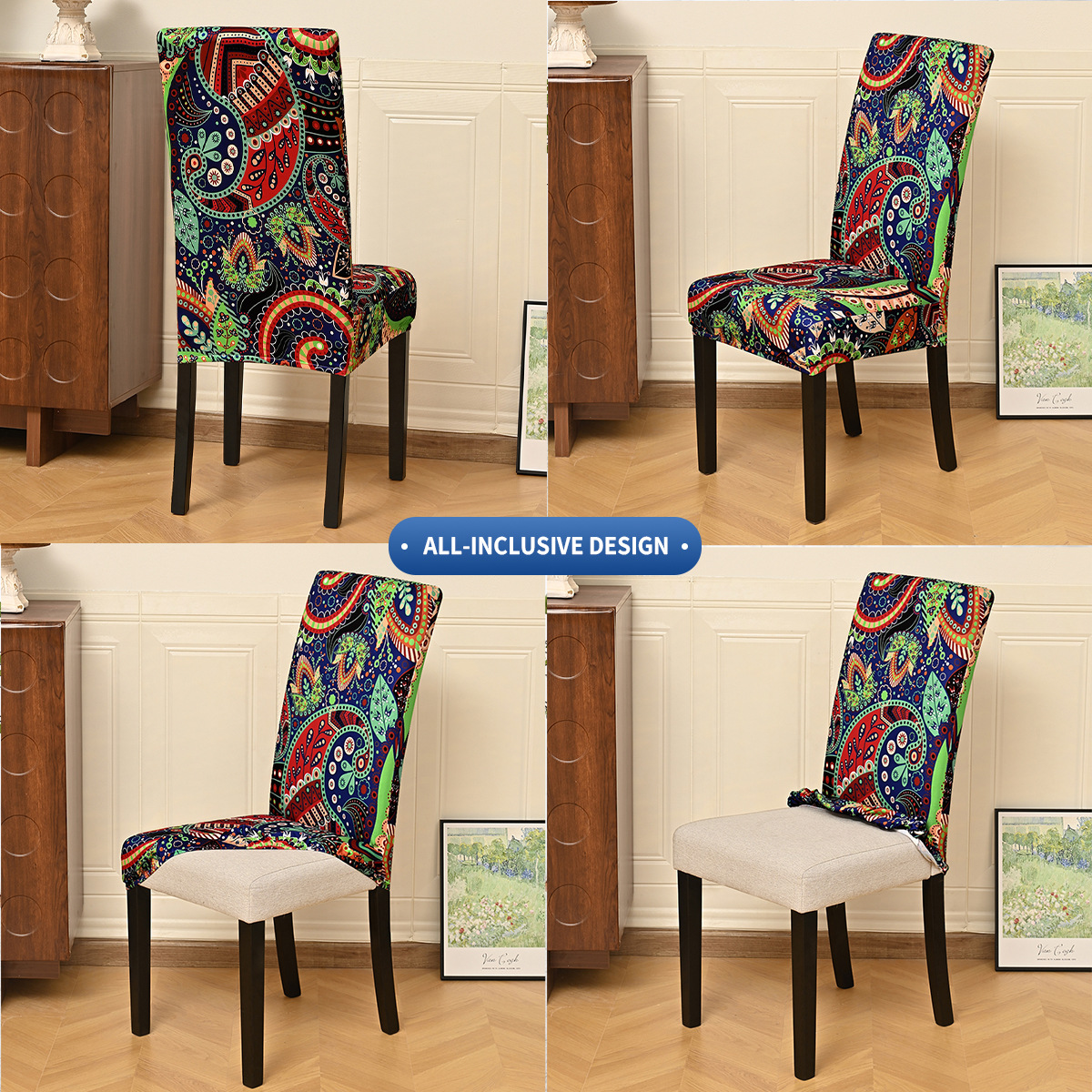 Amazon explosión elástica impermeable anajuela flor impresa cubierta de silla de comedor hotel cubierta de polvo TEMU en stock