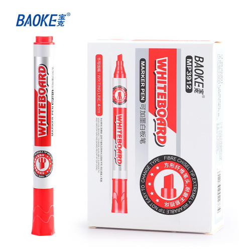 Boock MP3912 whiteboard marker with square tip, refillable, suitable for office and meetings, easy to write and erase, writing pen