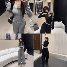 实拍~闲暇日记 立体剪裁高棉磨毛加绒休闲套装韩版女装秋冬新款
