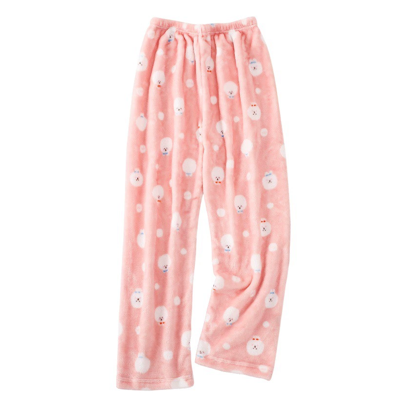 Осенние и зимние фланелевые пижамные брюки для женщин, теплые брюки на флисовой подкладке, брюки для прогулок, домашние брюки из кораллового флиса, оптом в наличии