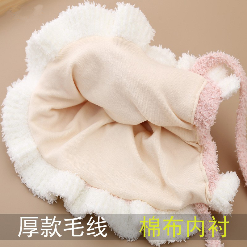 Sombreros para bebés otoño y invierno lindos encaje dulce bebé princesa sombrero de peluche protección de orejas de la corte sombrero de abrigo