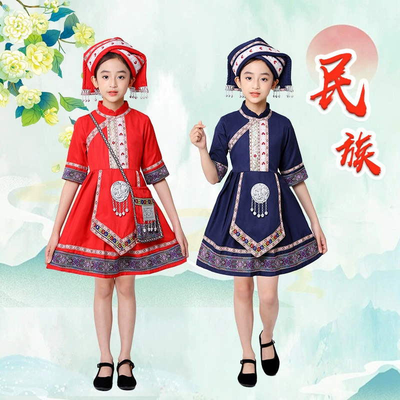 Гуанси Чжуан Мартовская одежда для детей Костюм девушки меньшинства Мяо Костюм Лолиты для выступлений
