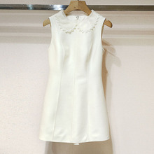 深圳南油2026春女装XSJ0L02D千金风珍珠娃娃领背心连衣裙S260033