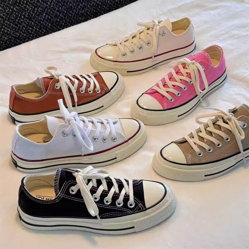 Meiqi Converse Classic Low-Top 1970S Canvas Shoes Breathable Men's and Women's Shoes Trendyy Versatile Black and White Skateboard Shoes