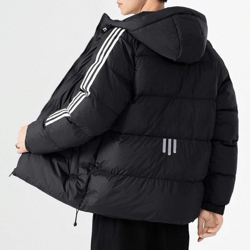 秋冬新款棉衣男潮牌连帽三条杠韩版加厚潮流运动休闲百搭外套