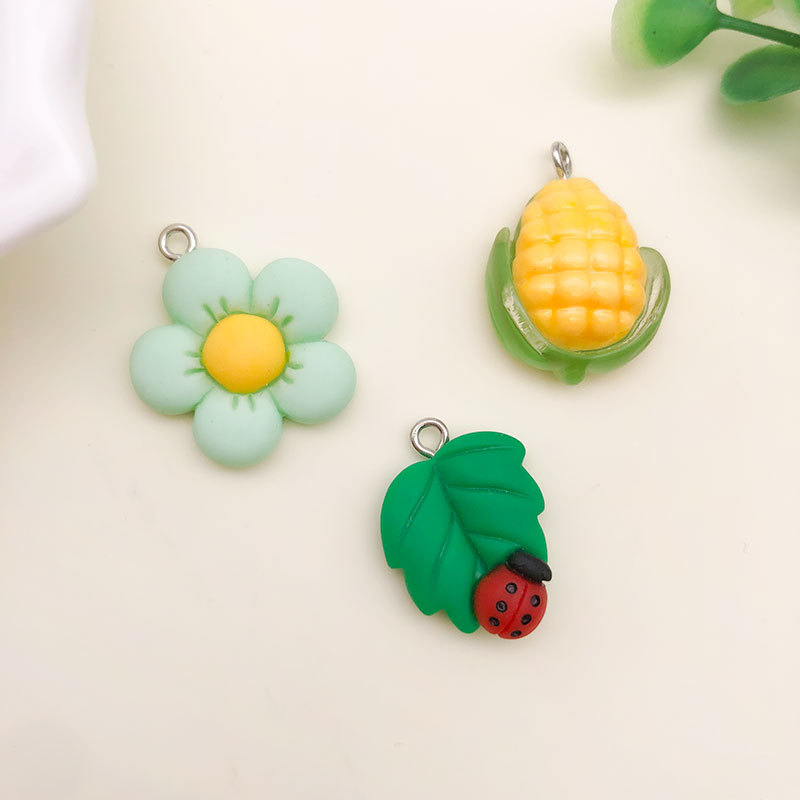 DIY Jewelry Accessories Classification 1 Piece Resin Fruit Mushroom Butterfly Pendant