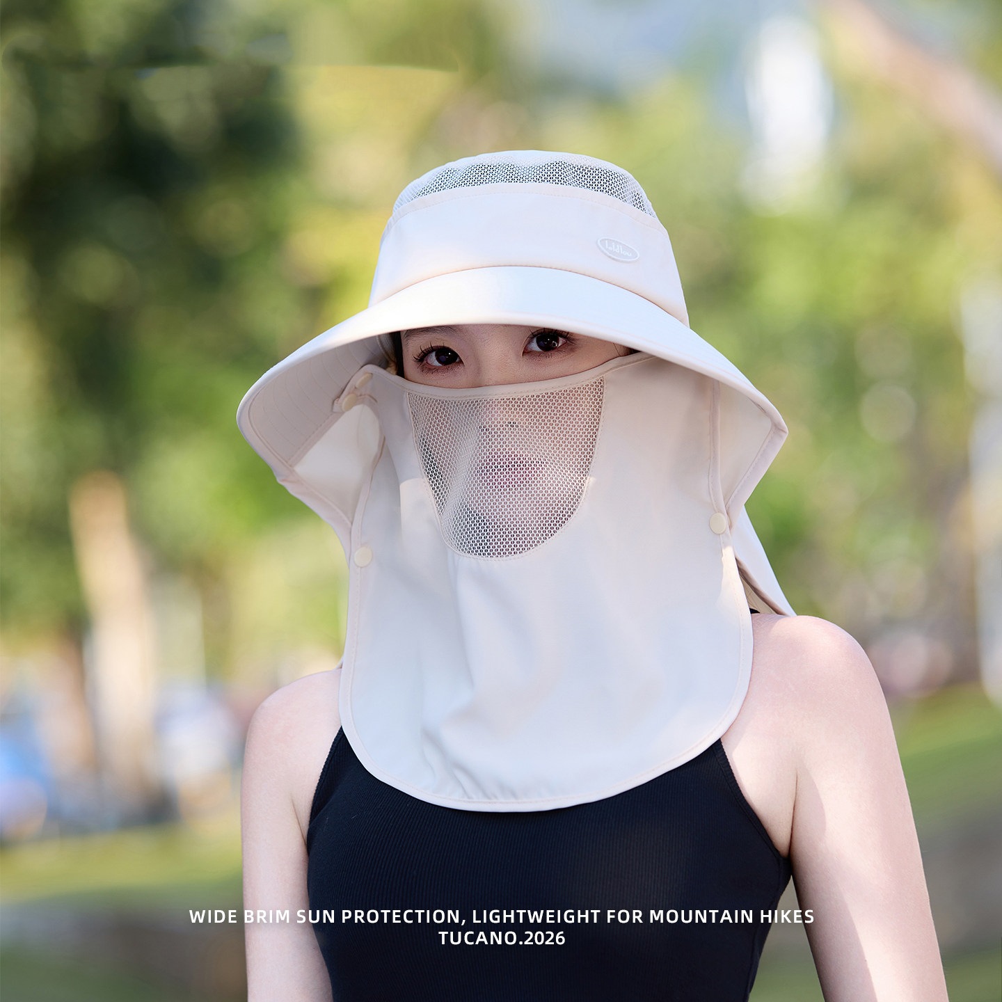 UV Protection Summer Sunshade Face Mask Neck Protection Integrated Foldable Bucket Hat_voghion.com