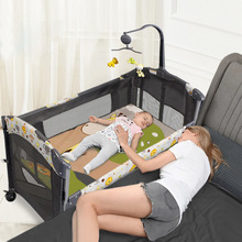 跨境批發多功能嬰兒床折疊游戲寶寶床可移動拼接大床嬰兒床邊床