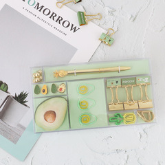 Amazon INS Creative Cute Avocado Japan Korea Combination Office Stationery Gift Box Set Gift Box