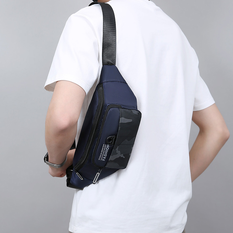 Riñonera para hombre de deportes al aire libre 2025 nuevo bolso de mensajero de un solo hombro de tela Oxford ligero bolso de pecho de ocio de varias capas