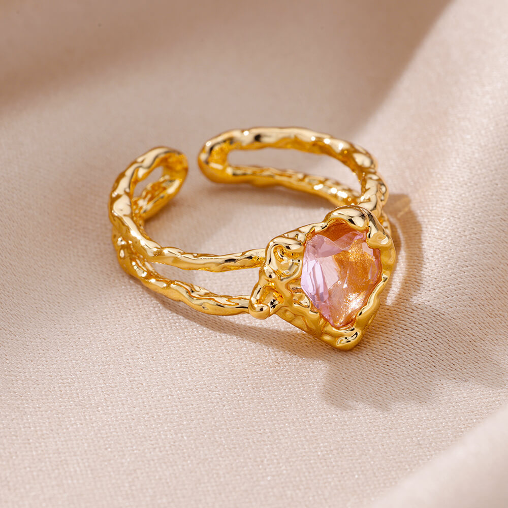 10g Weight Zircon Inlay Material Rings Classification Adjustable Ring Size 1 Piece Quantity Daily Occasion Copper Material Irregular, Heart Shape Pattern All Seasons Season Women's Gender Plating Design Elegant, Simple Style Style Wholesale Jewelry Elegant Simple Style Irregular Heart Shape Copper Zircon Plating Rings 12
