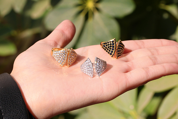 5g Weight Copper Inlay Material Birthday Occasion Hip-hop Copper Inlaid Zircon Open Wide Ring