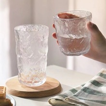 冰川玻璃磨砂简约水杯耐高温日式高颜值透明酒水杯家用果汁饮料杯