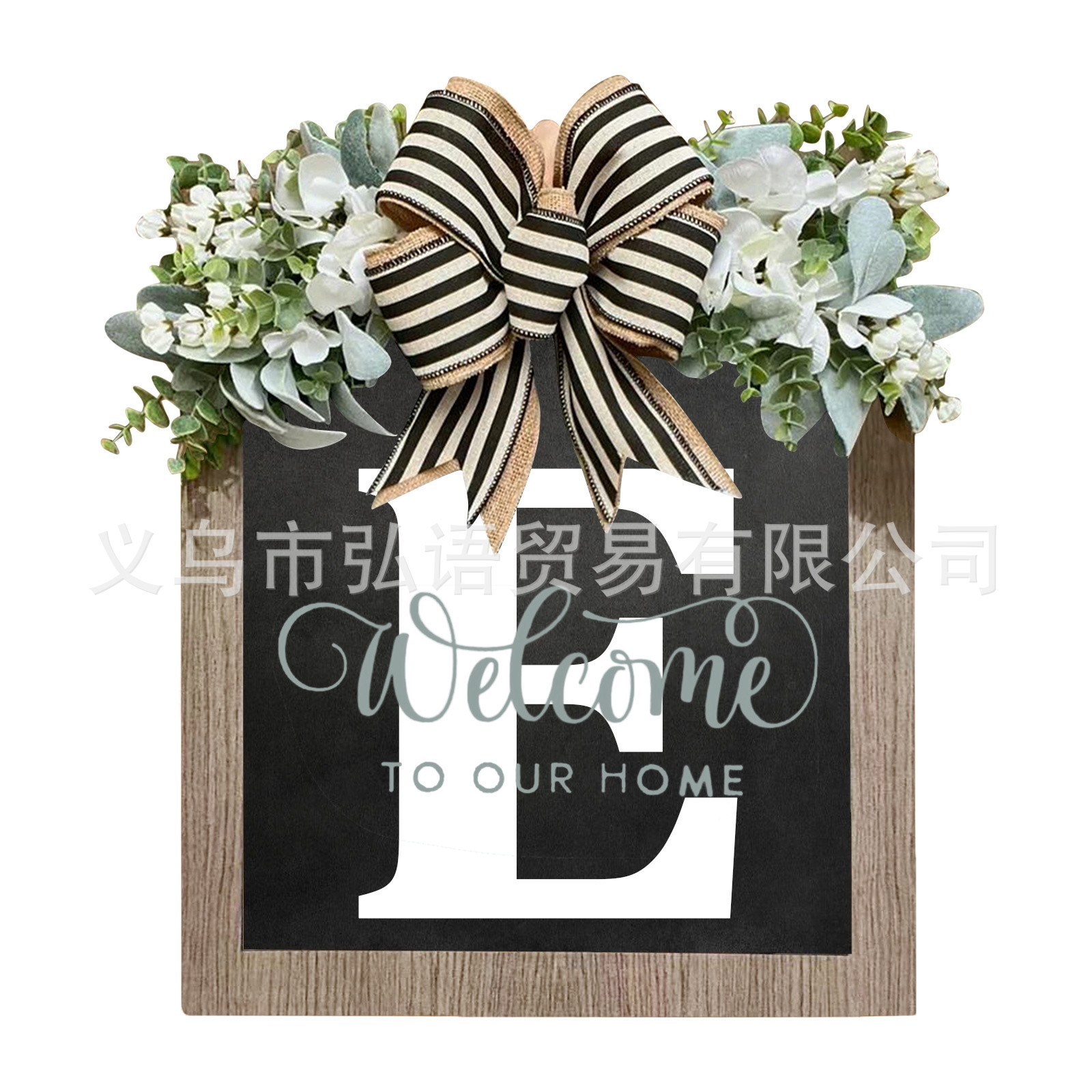 Transfronterizo Apellido Año Ronda Puerta de entrada Wreath26 letras mariposa Placa de puerta Decoración