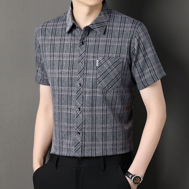 Source Factory Men's Short-Sleeved Shirt Dad Shirt T-Shirt Lapel Cardigan Top T-Shirt Men's Clothing Make Friends