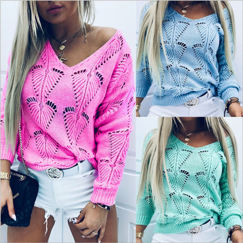Autumn demi-season solid color knitted sweater